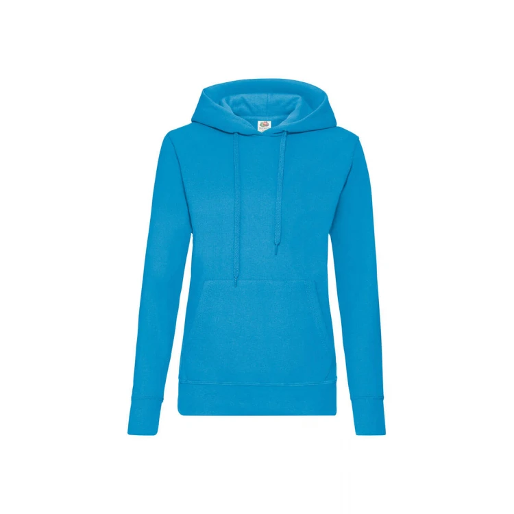 Sudadera mujer con capucha forrada y bolsillo tipo canguro, disponible para personalizar con logo