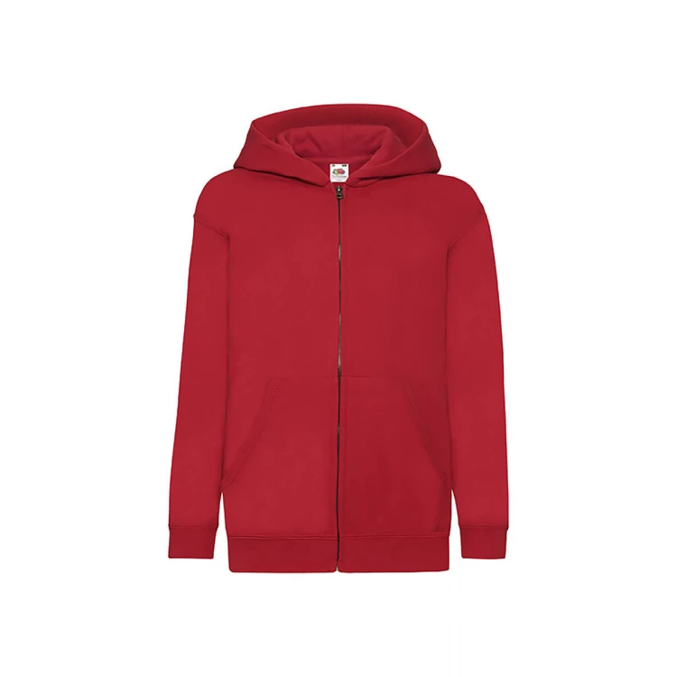 Sudadera infantil con capucha y cremallera sin cordón de seguridad, en algodón-poliéster, para personalizar con logo