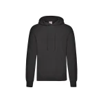 Sudadera gris oscuro FRUIT OF THE LOOM con capucha, bolsillo canguro, vista frontal, lista para personalización con logo