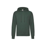Sudadera gris oscuro FRUIT OF THE LOOM con capucha, bolsillo canguro, vista frontal, lista para personalización con logo