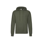 Sudadera gris oscuro FRUIT OF THE LOOM con capucha, bolsillo canguro, vista frontal, lista para personalización con logo