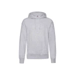 Sudadera gris oscuro FRUIT OF THE LOOM con capucha, bolsillo canguro, vista frontal, lista para personalización con logo