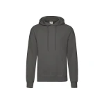 Sudadera gris oscuro FRUIT OF THE LOOM con capucha, bolsillo canguro, vista frontal, lista para personalización con logo