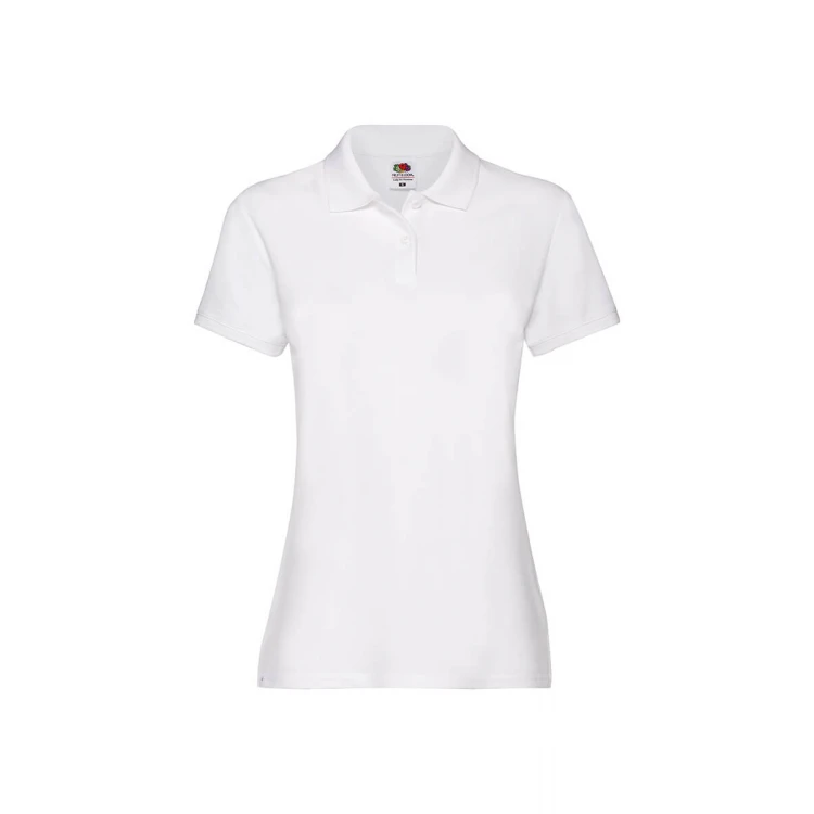 Polo femme avec col et boutons en coton, couture cintrée féminine, personnalisable avec logo