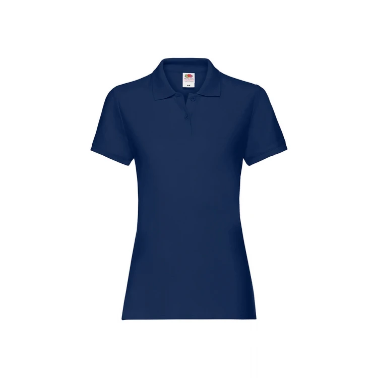 Polo femme avec col et boutons en coton, couture cintrée féminine, personnalisable avec logo