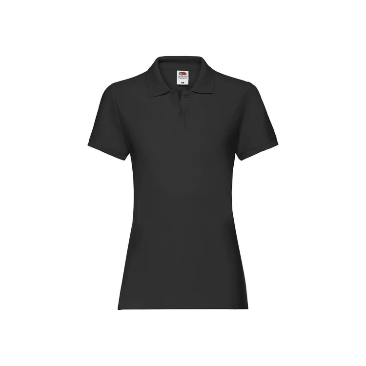 Polo femme avec col et boutons en coton, couture cintrée féminine, personnalisable avec logo