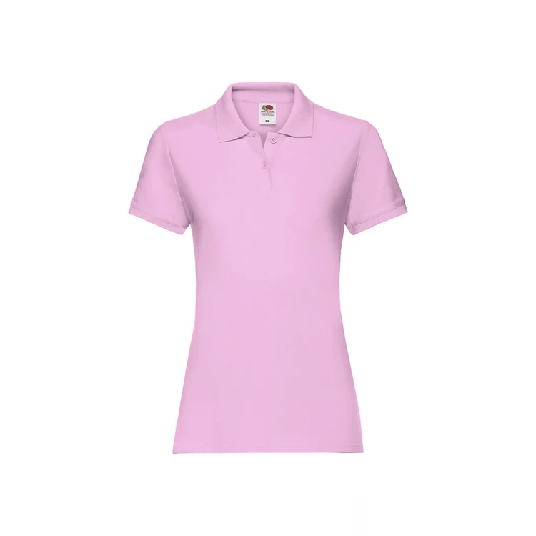 Polo femme avec col et boutons en coton, couture cintrée féminine, personnalisable avec logo