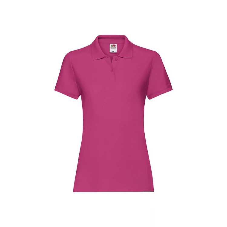 Polo femme avec col et boutons en coton, couture cintrée féminine, personnalisable avec logo