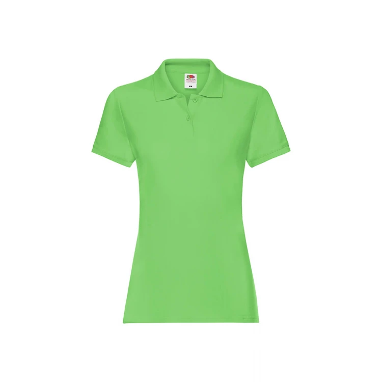 Polo femme avec col et boutons en coton, couture cintrée féminine, personnalisable avec logo