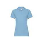 Polo femme avec col et boutons en coton, couture cintrée féminine, personnalisable avec logo