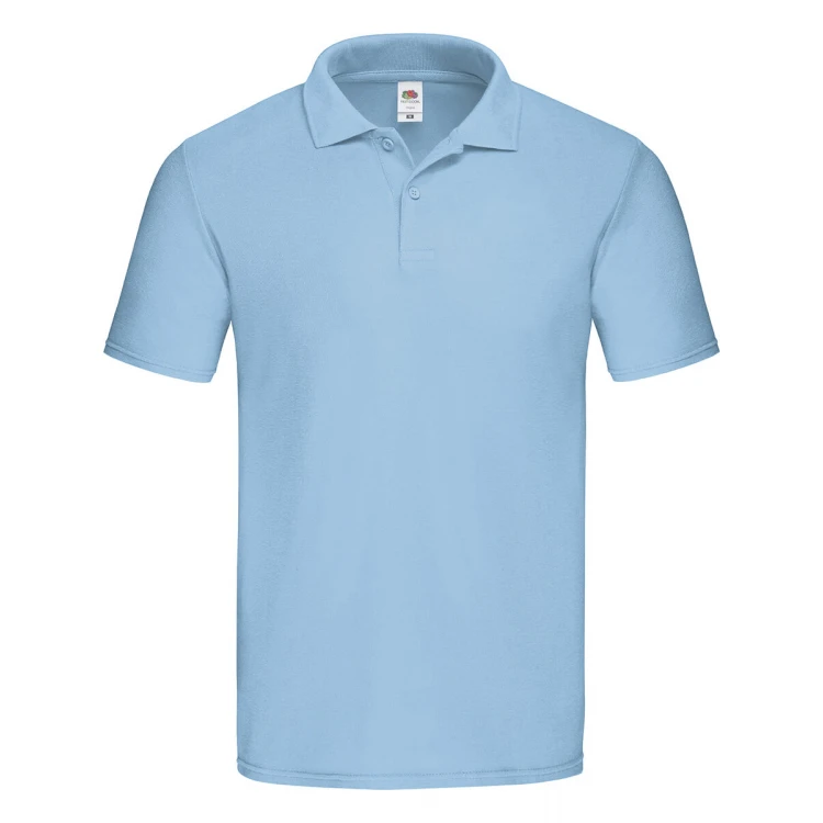 Polo homme FRUIT OF THE LOOM Original en coton piqué avec col et boutons, disponible à personnaliser avec logo