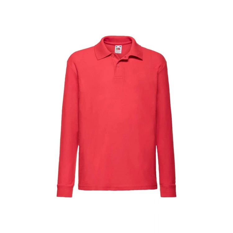 Polo de manga larga para niños FRUIT OF THE LOOM en tejido 65% poliéster 35% algodón con cuello y dos botones en tono