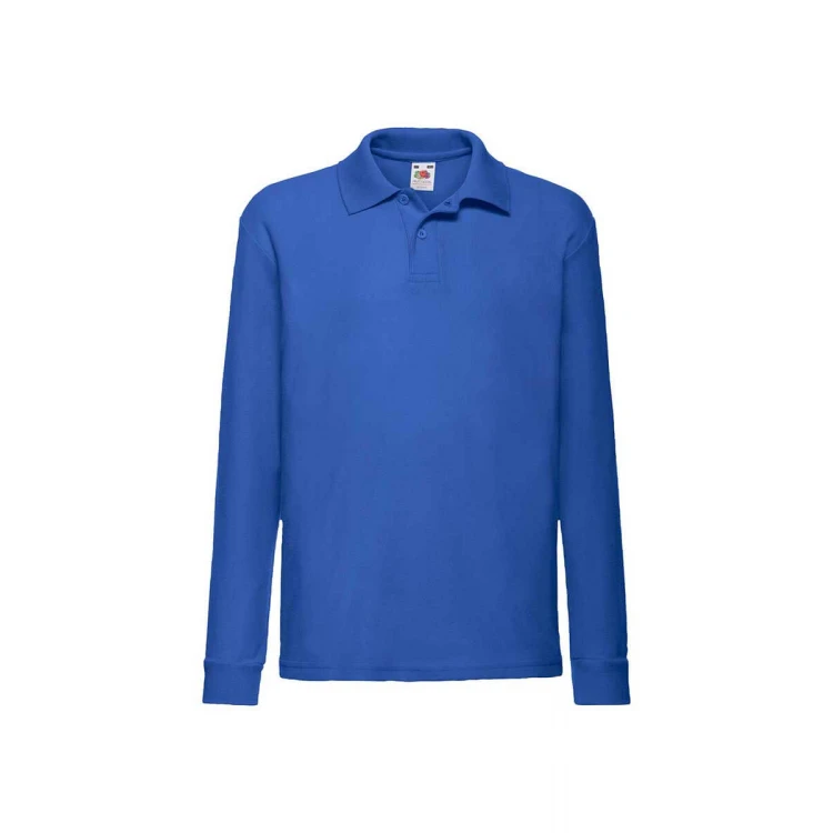 Polo de manga larga para niños FRUIT OF THE LOOM en tejido 65% poliéster 35% algodón con cuello y dos botones en tono