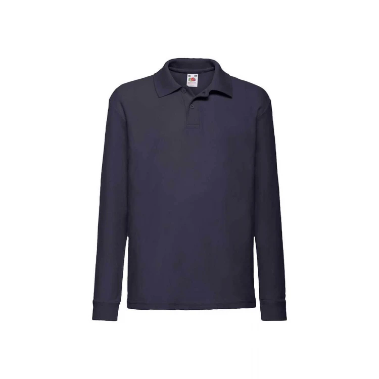 Polo de manga larga para niños FRUIT OF THE LOOM en tejido 65% poliéster 35% algodón con cuello y dos botones en tono