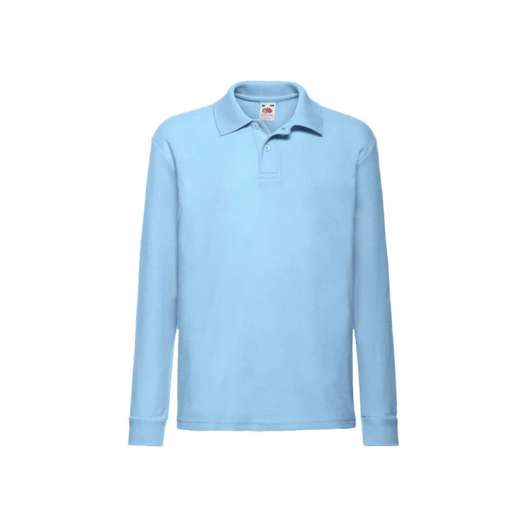 Polo de manga larga para niños FRUIT OF THE LOOM en tejido 65% poliéster 35% algodón con cuello y dos botones en tono