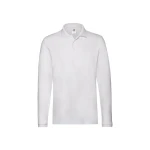 Polo FRUIT OF THE LOOM mod. Premium LS manga larga en algodón con cuello de tres botones, lista para personalizar con logo