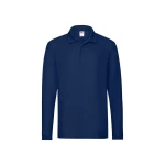 Polo FRUIT OF THE LOOM mod. Premium LS manga larga en algodón con cuello de tres botones, lista para personalizar con logo