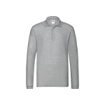 Polo FRUIT OF THE LOOM mod. Premium LS manga larga en algodón con cuello de tres botones, lista para personalizar con logo