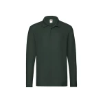 Polo FRUIT OF THE LOOM mod. Premium LS manga larga en algodón con cuello de tres botones, lista para personalizar con logo