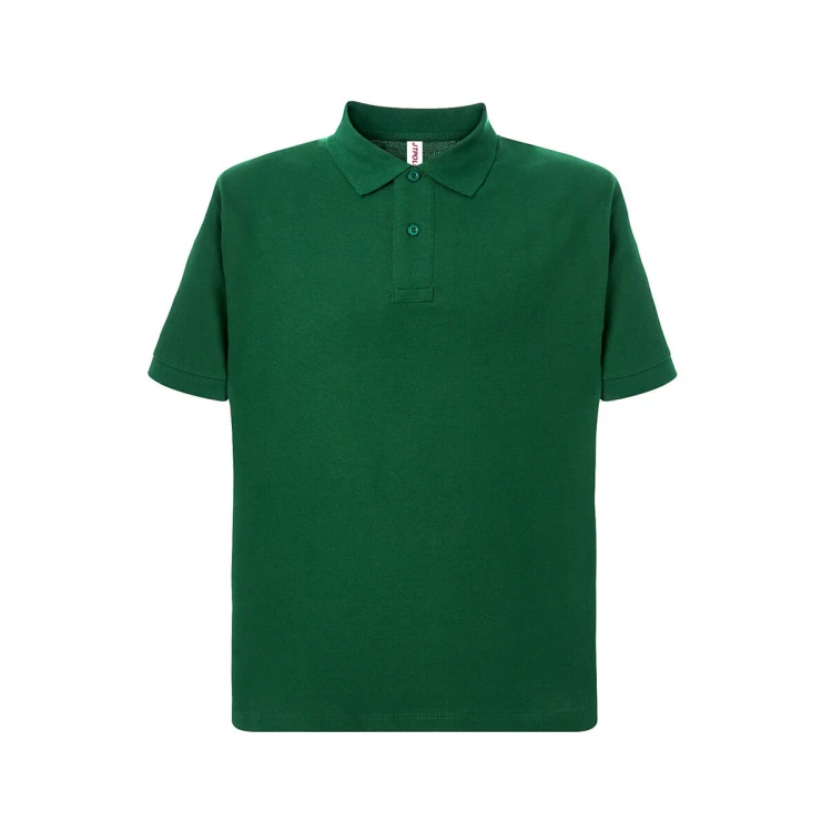Polo con cuello y mangas cortas en algodón piqué, vista frontal, para personalizar con logo