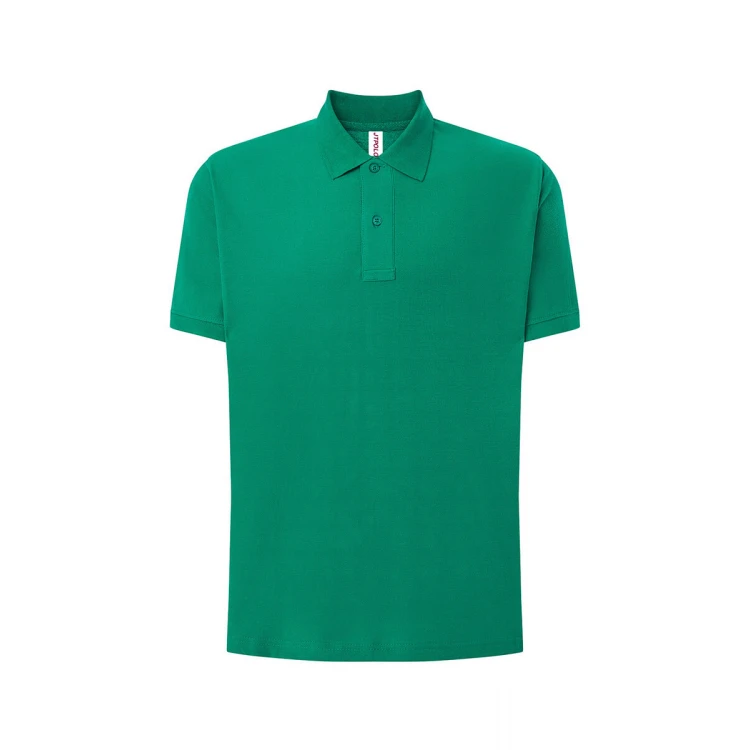Polo con cuello y mangas cortas en algodón piqué, vista frontal, para personalizar con logo