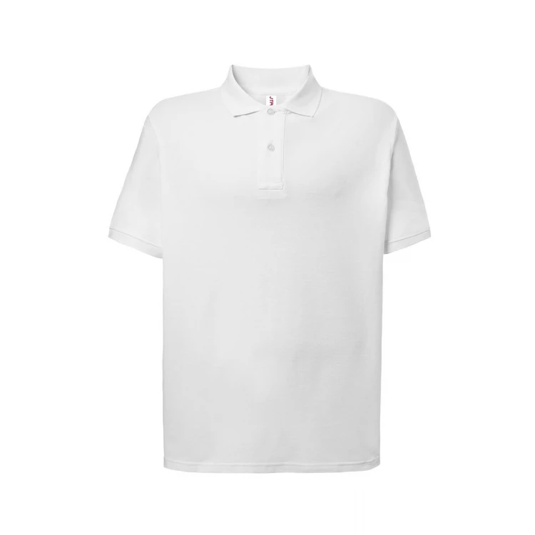 Polo con cuello y mangas cortas en algodón piqué, vista frontal, para personalizar con logo