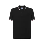 Polo en piqué de algodón con cuello, detalles tricolores en cuello y puño de manga, personalización con logo