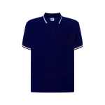 Polo en piqué de algodón con cuello, detalles tricolores en cuello y puño de manga, personalización con logo