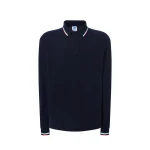 Polo JHK mod. Regular Italia LS de manga larga en algodón con cuello tricolor personalizable con logo