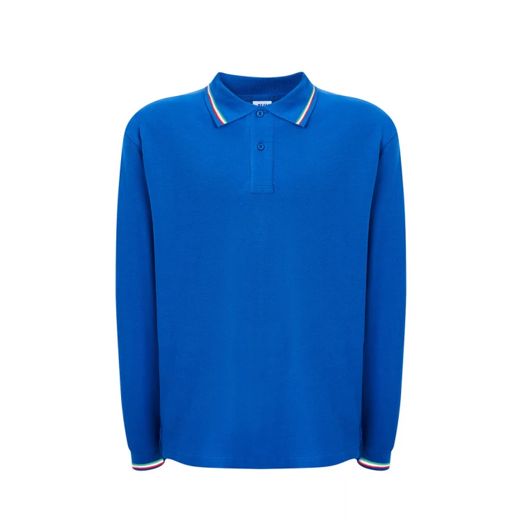 Polo JHK mod. Regular Italia LS de manga larga en algodón con cuello tricolor personalizable con logo