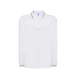 Polo JHK mod. Regular Italia LS de manga larga en algodón con cuello tricolor personalizable con logo