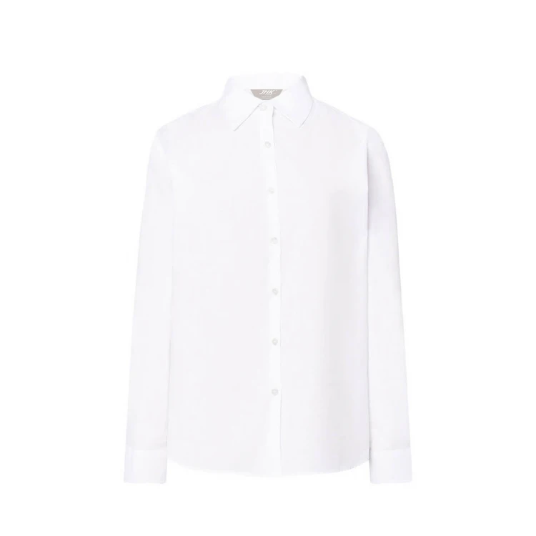 Camisa mujer JHK Popeline LS en algodón-poliéster manga corta, personalizable con logo