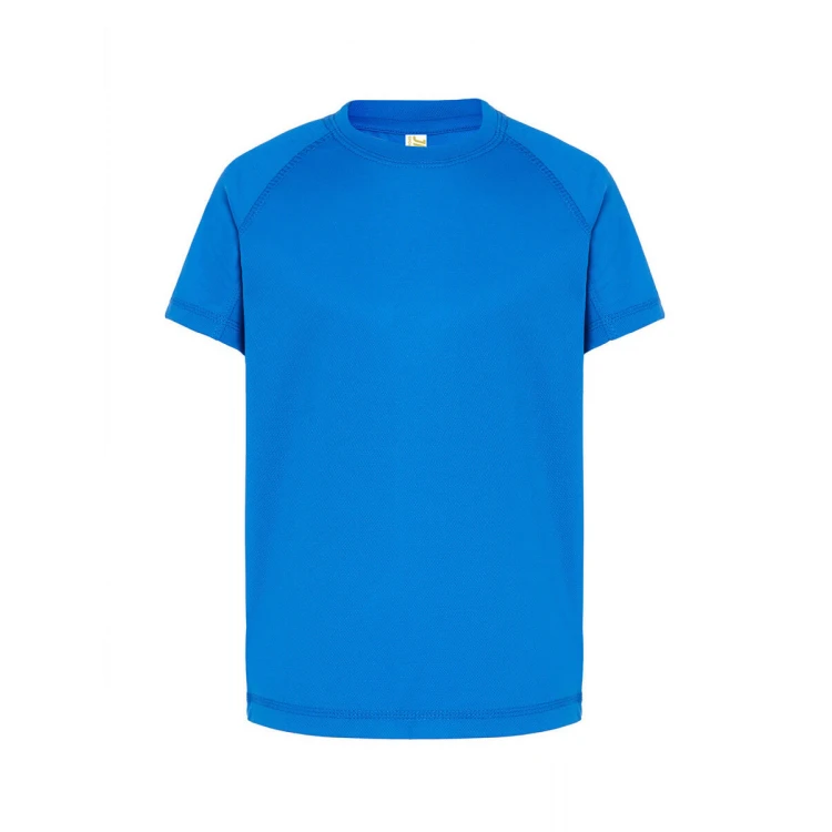 T-shirt enfant sportif JHK mod. Sport en polyester recycle, disponible pour personnaliser avec serigraphie ou broderie