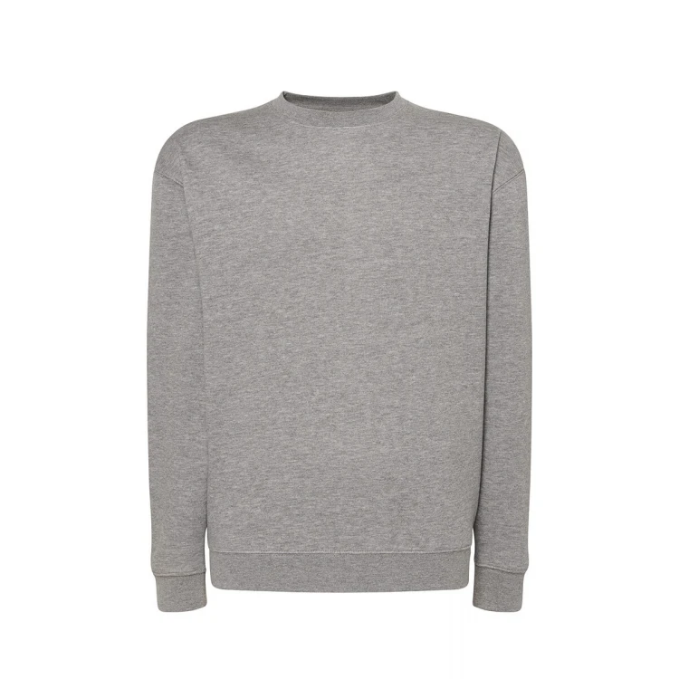 Sudadera JHK cuello redondo French Terry gris melange lista para personalizar con logo