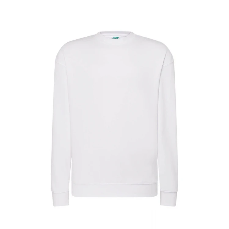 Sudadera JHK cuello redondo French Terry gris melange lista para personalizar con logo