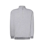 Sweat homme JHK Premium demi-zip en coton et polyester recyclé, vue de face à personnaliser avec logo
