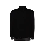 Sweat homme JHK Premium demi-zip en coton et polyester recyclé, vue de face à personnaliser avec logo