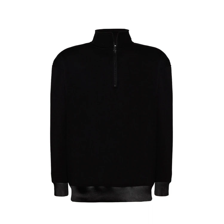 Sweat homme JHK Premium demi-zip en coton et polyester recyclé, vue de face à personnaliser avec logo