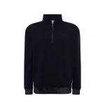 Sweat homme JHK Premium demi-zip en coton et polyester recyclé, vue de face à personnaliser avec logo