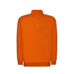 Sweat homme JHK Premium demi-zip en coton et polyester recyclé, vue de face à personnaliser avec logo