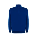 Sweat homme JHK Premium demi-zip en coton et polyester recyclé, vue de face à personnaliser avec logo
