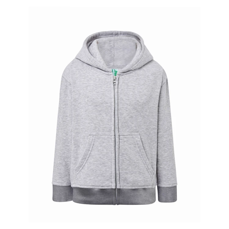Sudadera infantil con capucha y cremallera en algodón y poliéster reciclado, disponible para personalizar con logo