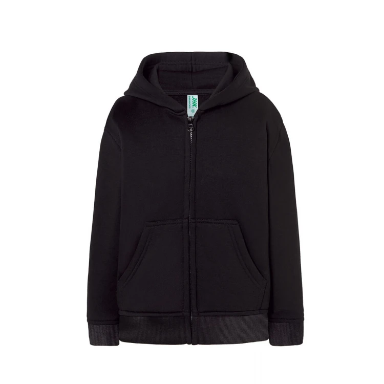 Sudadera infantil con capucha y cremallera en algodón y poliéster reciclado, disponible para personalizar con logo