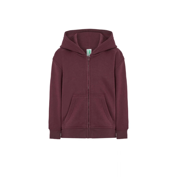 Sudadera infantil con capucha y cremallera en algodón y poliéster reciclado, disponible para personalizar con logo