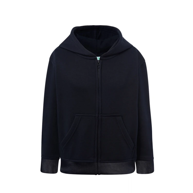Sudadera infantil con capucha y cremallera en algodón y poliéster reciclado, disponible para personalizar con logo