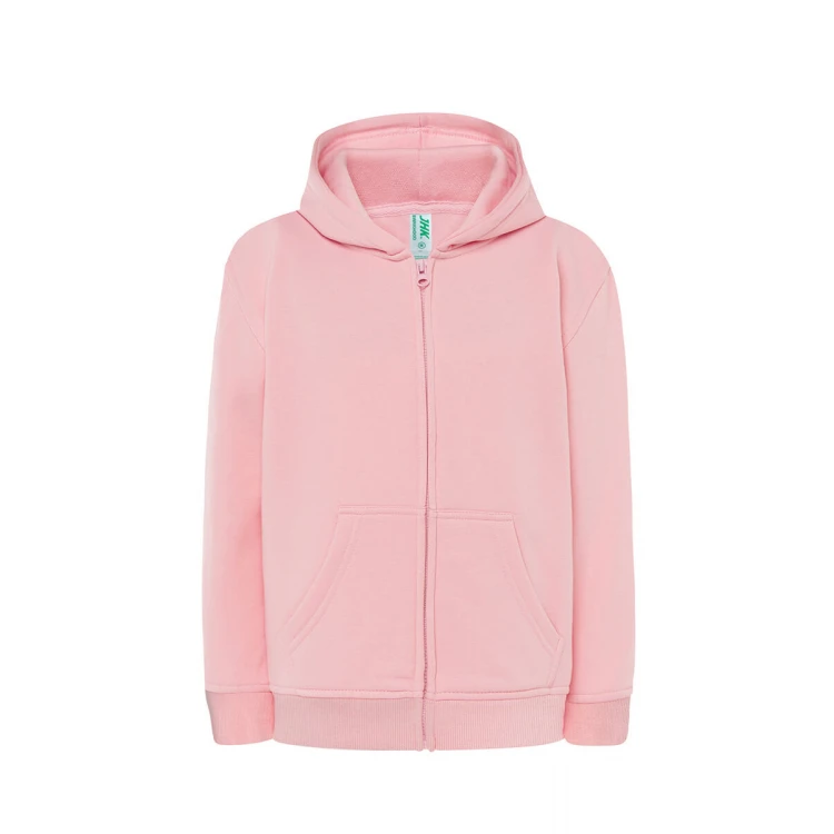 Sudadera infantil con capucha y cremallera en algodón y poliéster reciclado, disponible para personalizar con logo