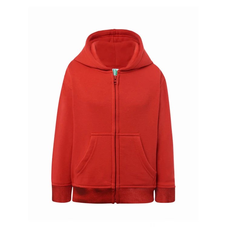 Sudadera infantil con capucha y cremallera en algodón y poliéster reciclado, disponible para personalizar con logo
