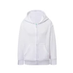 Sudadera infantil con capucha y cremallera en algodón y poliéster reciclado, disponible para personalizar con logo