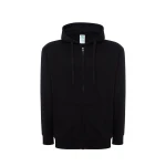 Sudadera gris con cremallera y capucha en algodón y mezcla de poliéster reciclado