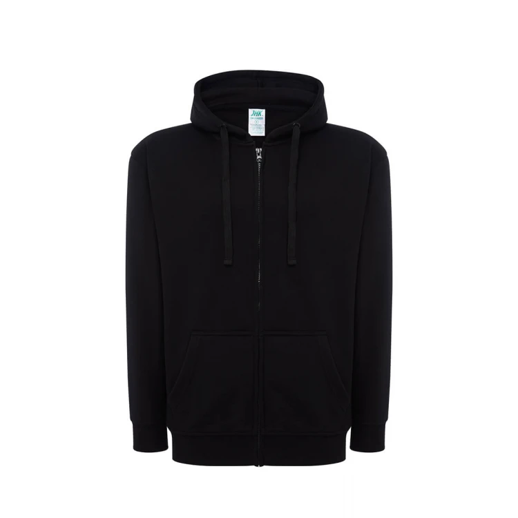 Sudadera gris con cremallera y capucha en algodón y mezcla de poliéster reciclado